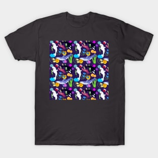 Whales and Sea Creatures Pattern T-Shirt